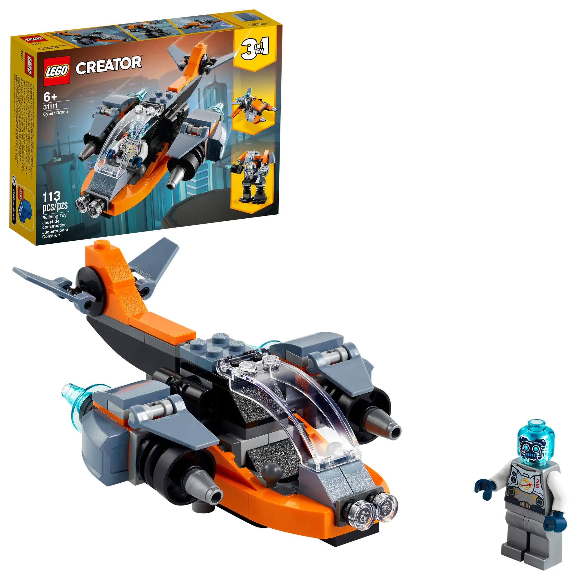 LEGO Space Quest Trio - Drone, Mech & Scooter Building Set