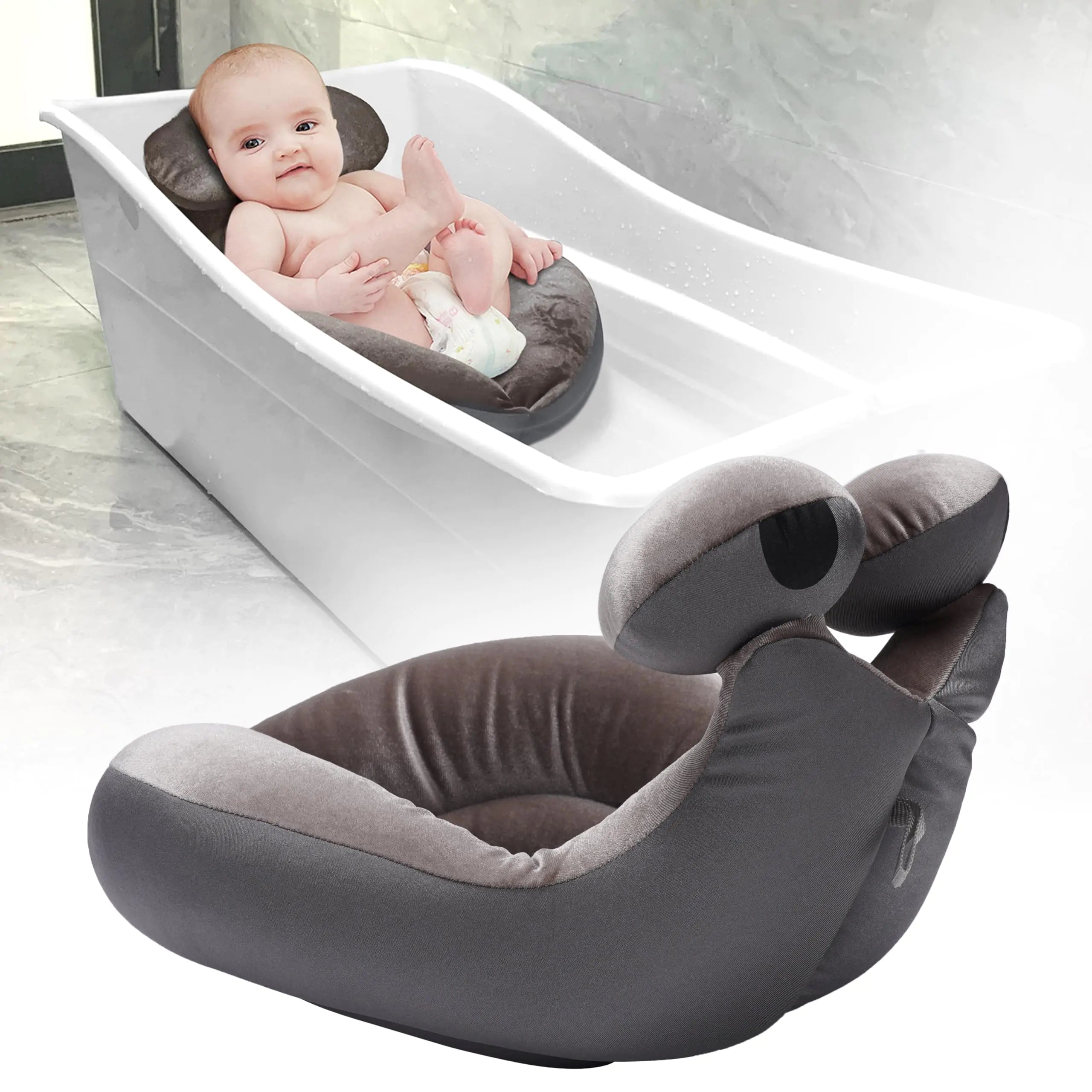 EASICOZI Cute Shape Baby Bath tub Soft Sink Bather New Born Bath Mat(Brown)