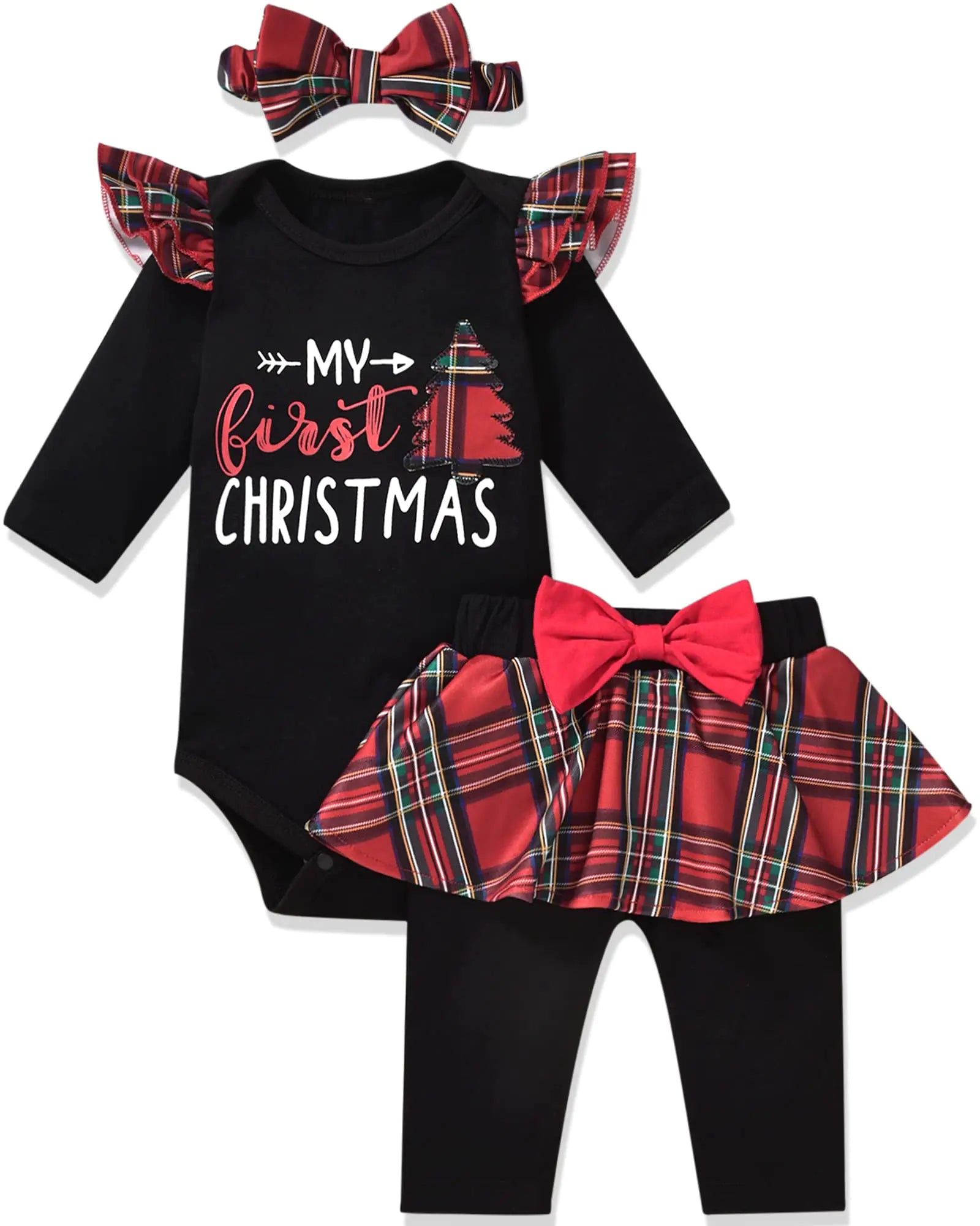 Baby's First Xmas Plaid Ensemble