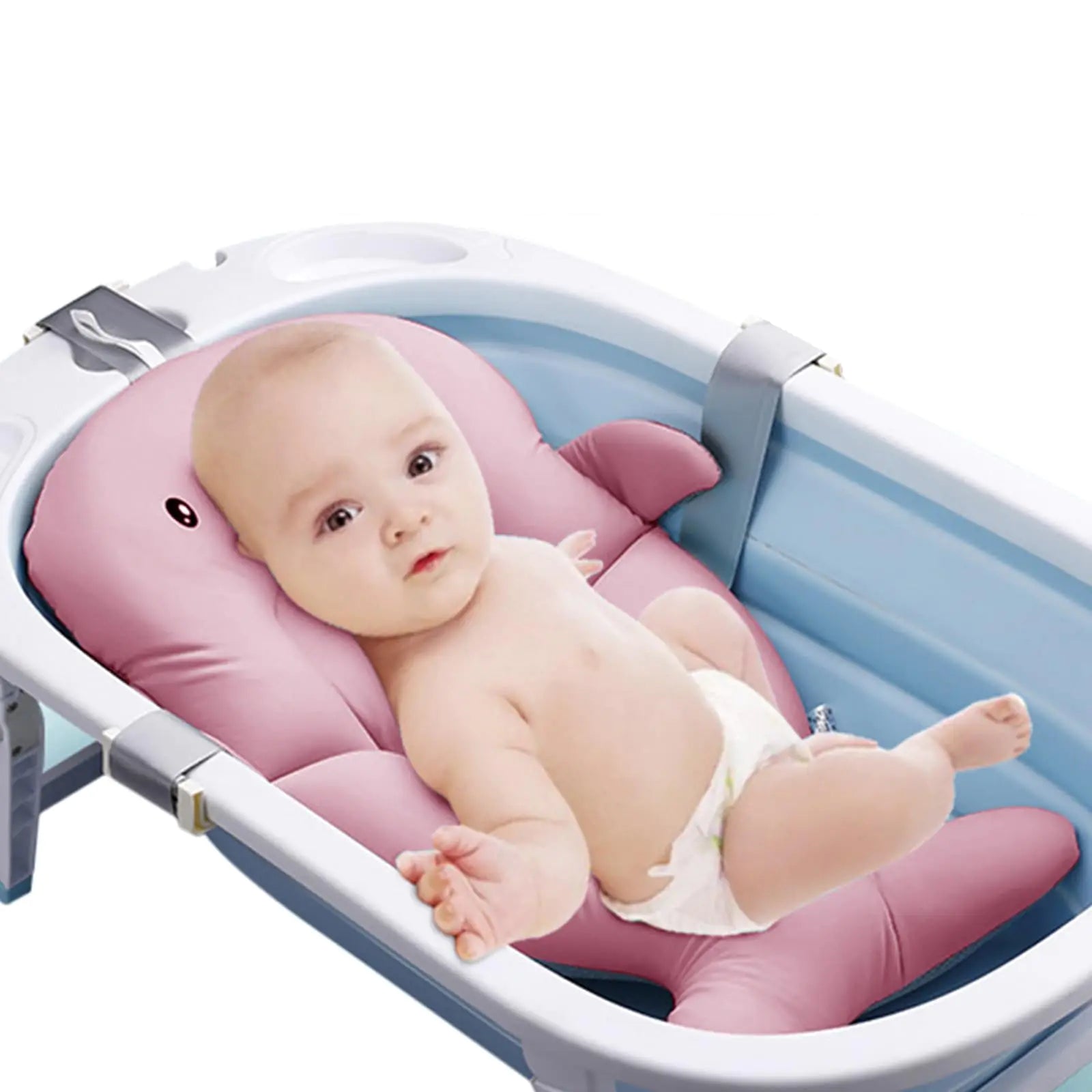 SnuggleSoft Baby Bath Net: Pink & Blue Whale Designs