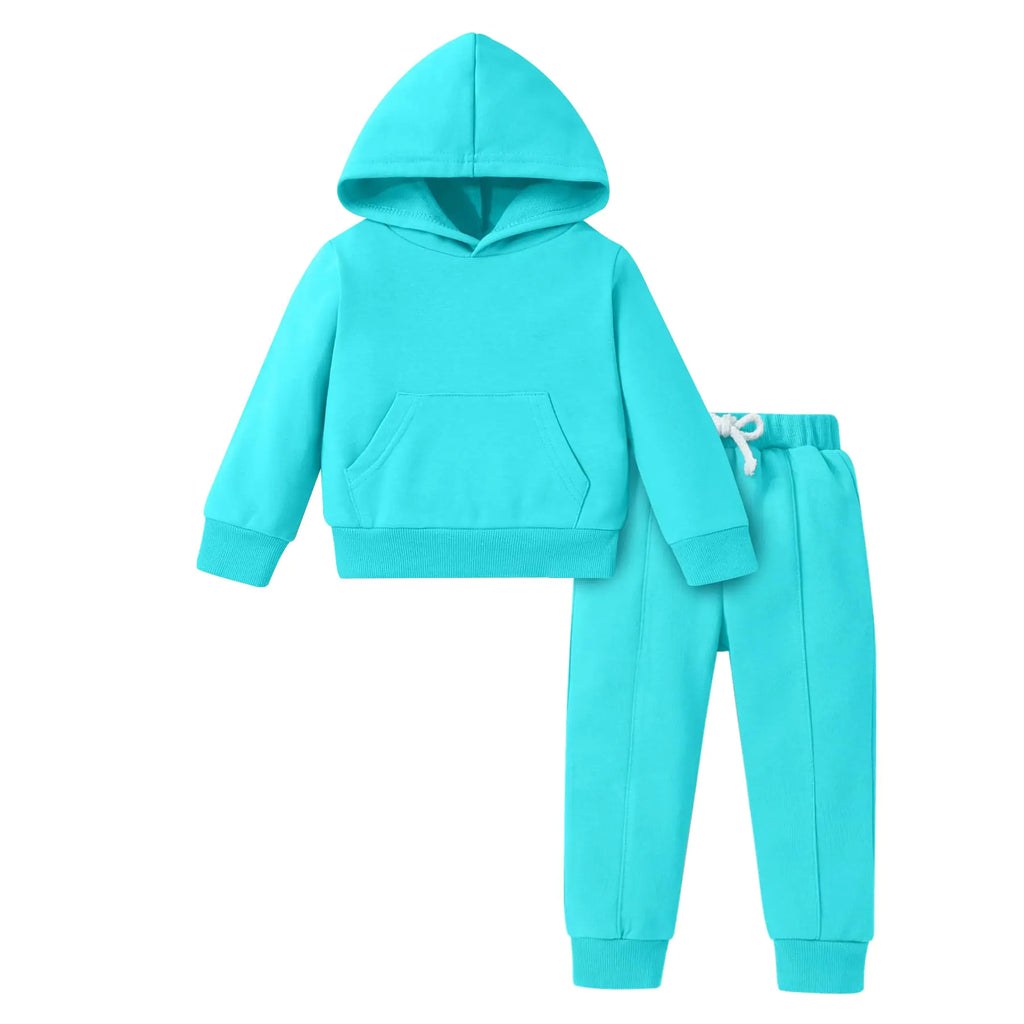 CuddleSoft Toddler Hoodie & Pants Set - Lake Blue