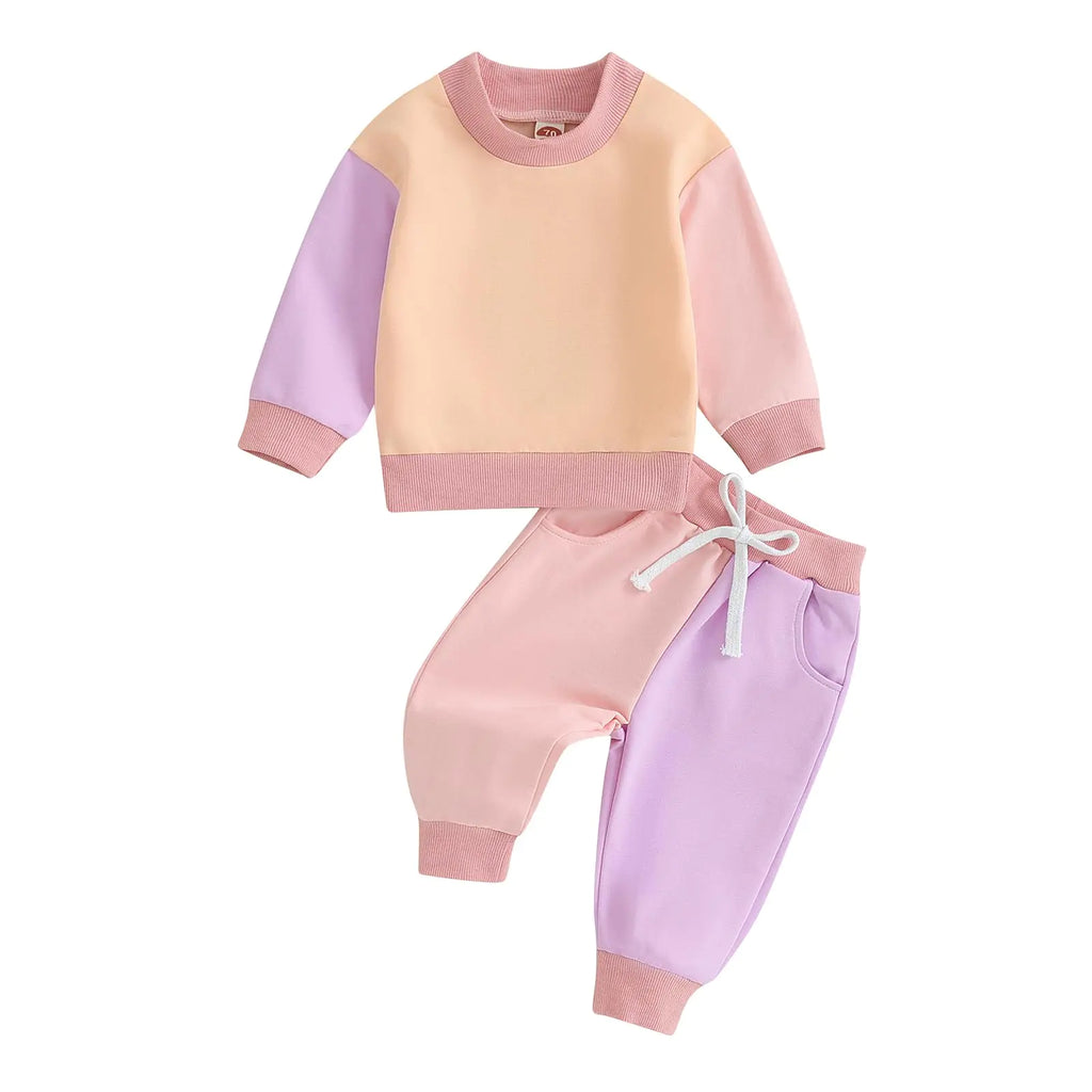 SnuggleChic Toddler Girl Cotton Blend Outfit Set - Purple Pink Mix (0-3T)