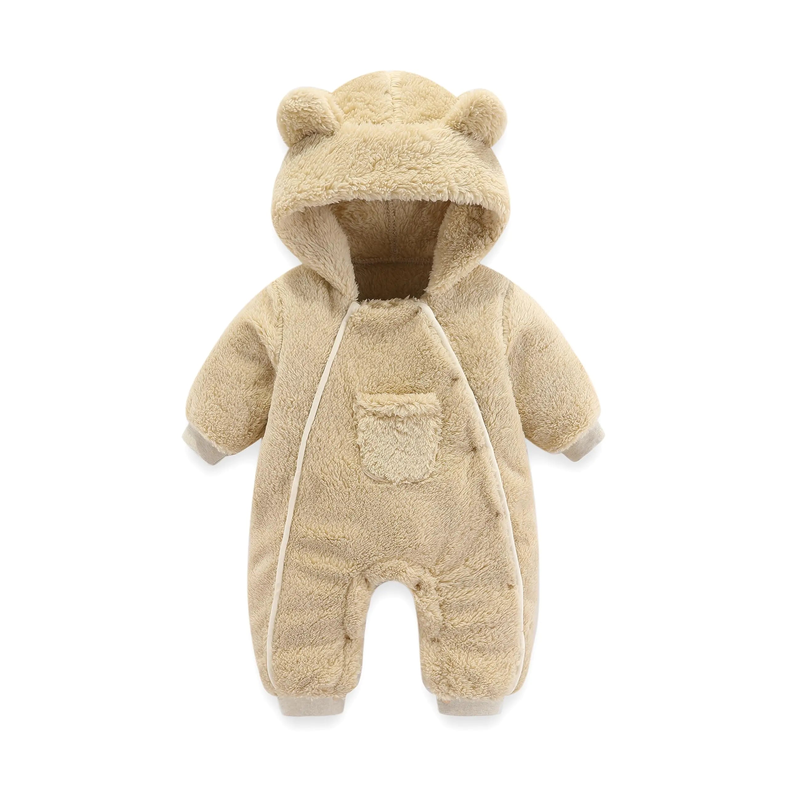 Cuddly Cub Winter Onesie - Cozy Bear Hood Snowsuit for Newborns