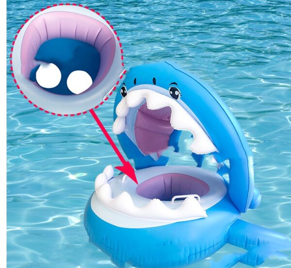 Shark Baby Pool Float with Canopy – Inflatable Swim Ring Seat for Kids & Toddlers | Removable Awning Water Toy for Swimming Pool - Image 4