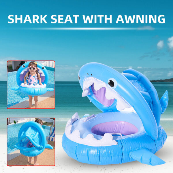 Shark Baby Pool Float with Canopy – Inflatable Swim Ring Seat for Kids & Toddlers | Removable Awning Water Toy for Swimming Pool - Image 7