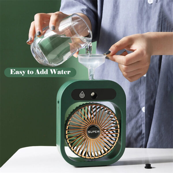 Portable USB Misting Fan & Air Cooler – Rechargeable Desk Humidifier with 3 Wind Speeds | Mini Cooling Spray Fan for Home & Office - Image 10