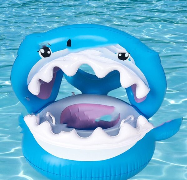Shark Baby Pool Float with Canopy – Inflatable Swim Ring Seat for Kids & Toddlers | Removable Awning Water Toy for Swimming Pool - Image 2