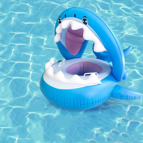 Shark Baby Pool Float with Canopy – Inflatable Swim Ring Seat for Kids & Toddlers | Removable Awning Water Toy for Swimming Pool - Image 3